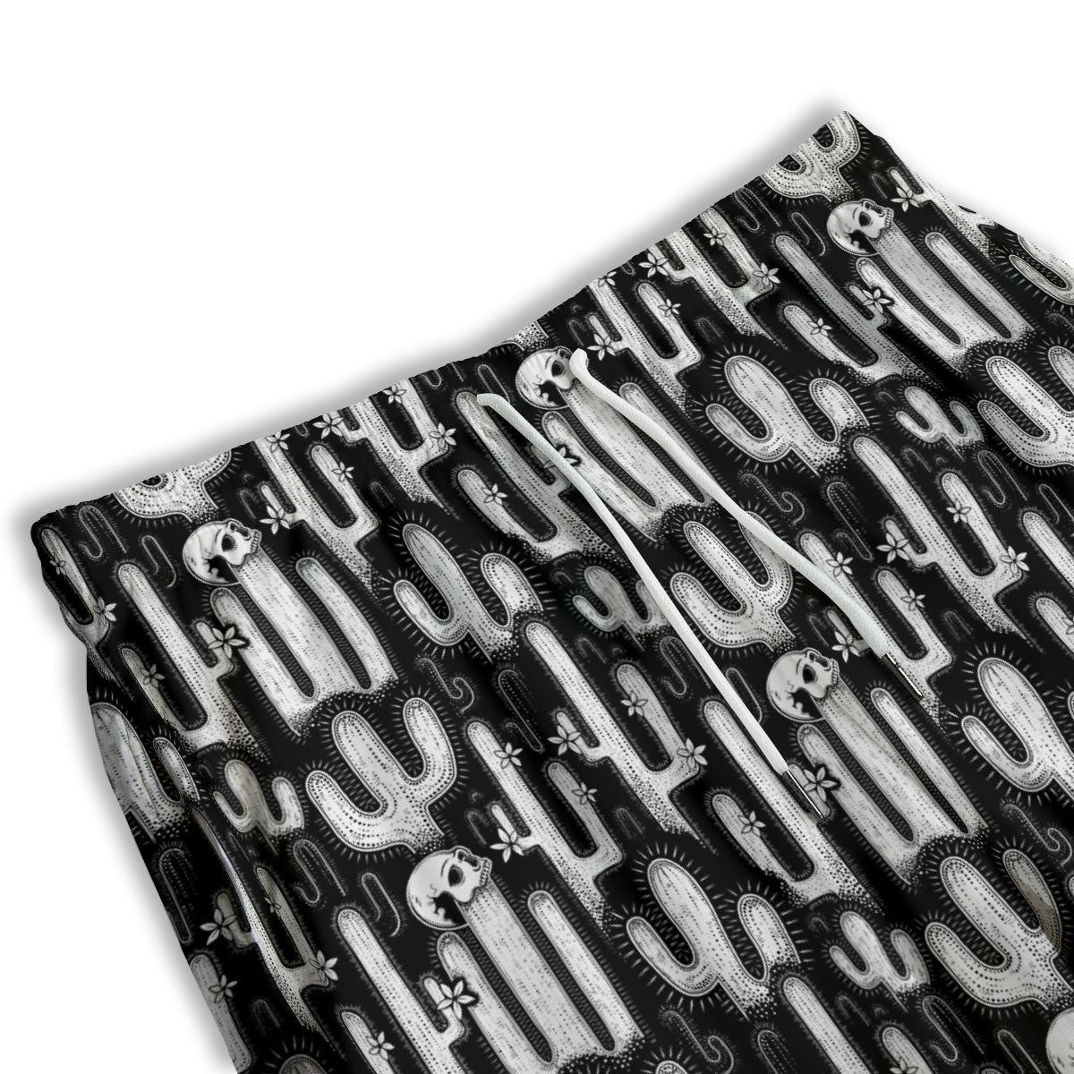 Cactus White And Black Print Pattern Men's Athletic Shorts