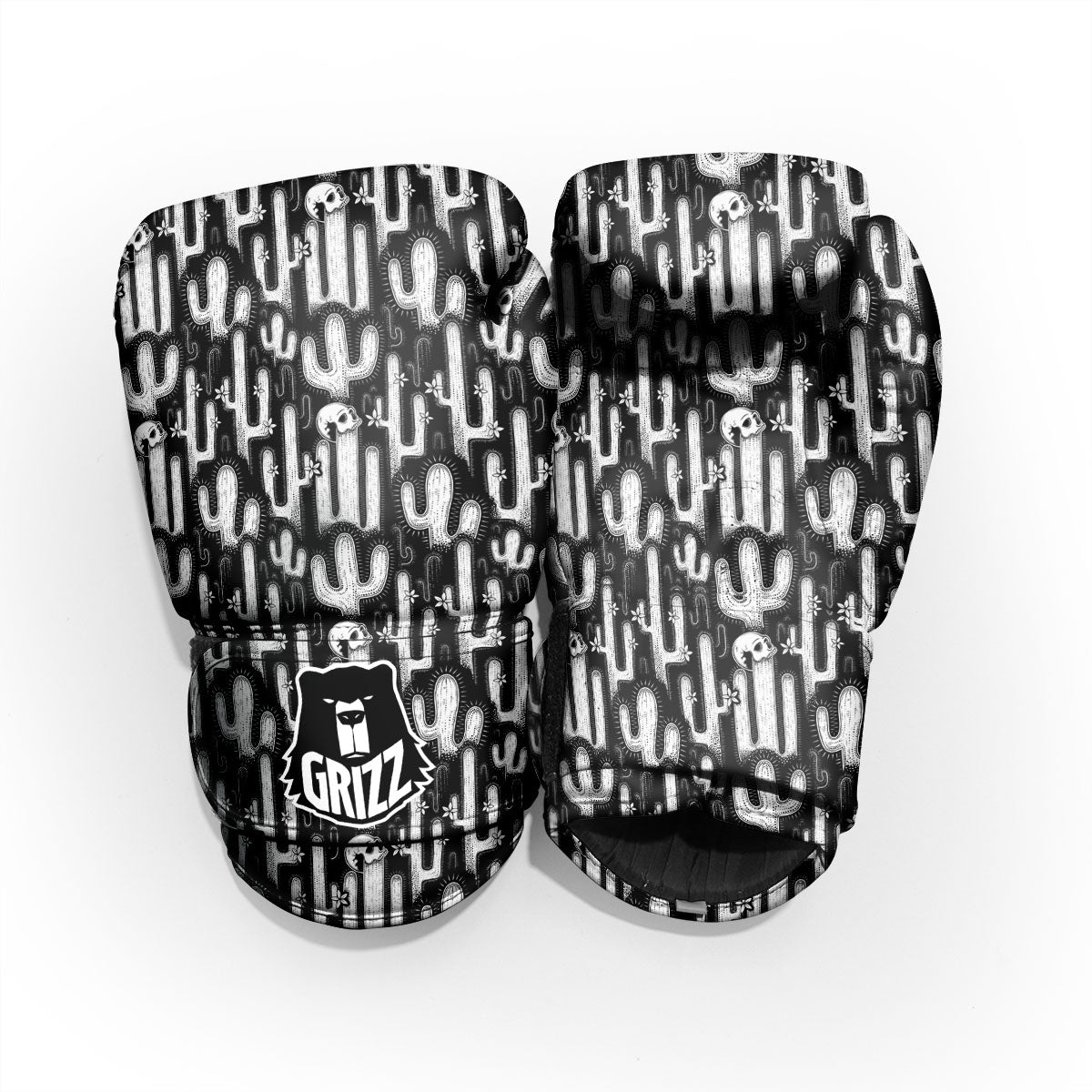 Cactus White And Black Print Pattern Pro Boxing Glove
