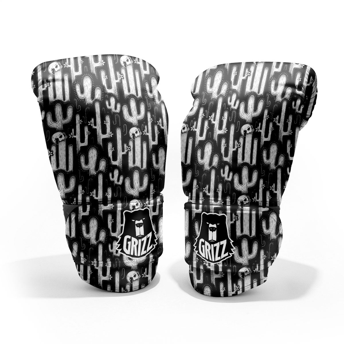 Cactus White And Black Print Pattern Pro Boxing Glove