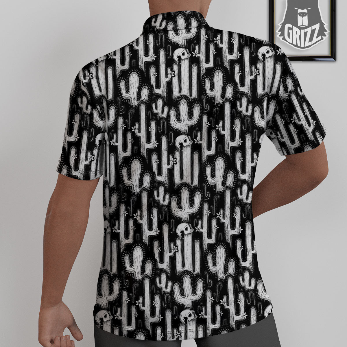 Cactus White And Black Print Pattern Untucked Shirts-grizzshop