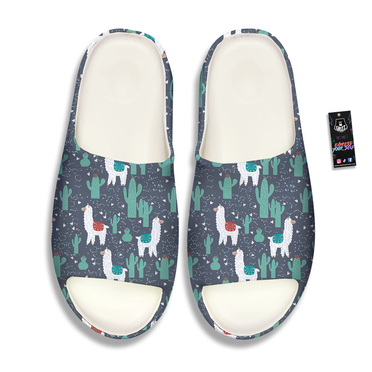 Cactus And Happy Llama Print Pattern Sandals-grizzshop