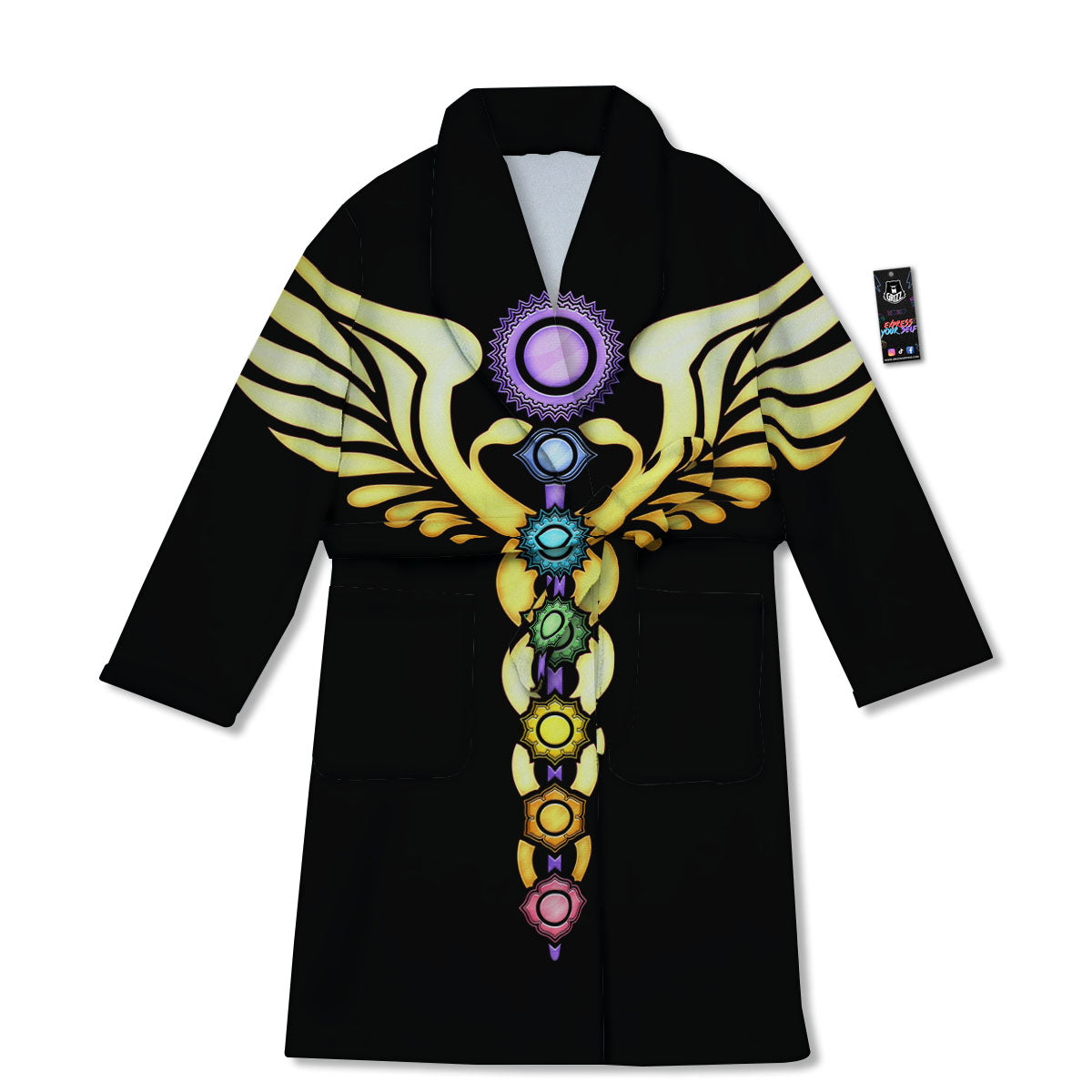 Caduceus 7 Chakras Print Bathrobe-grizzshop