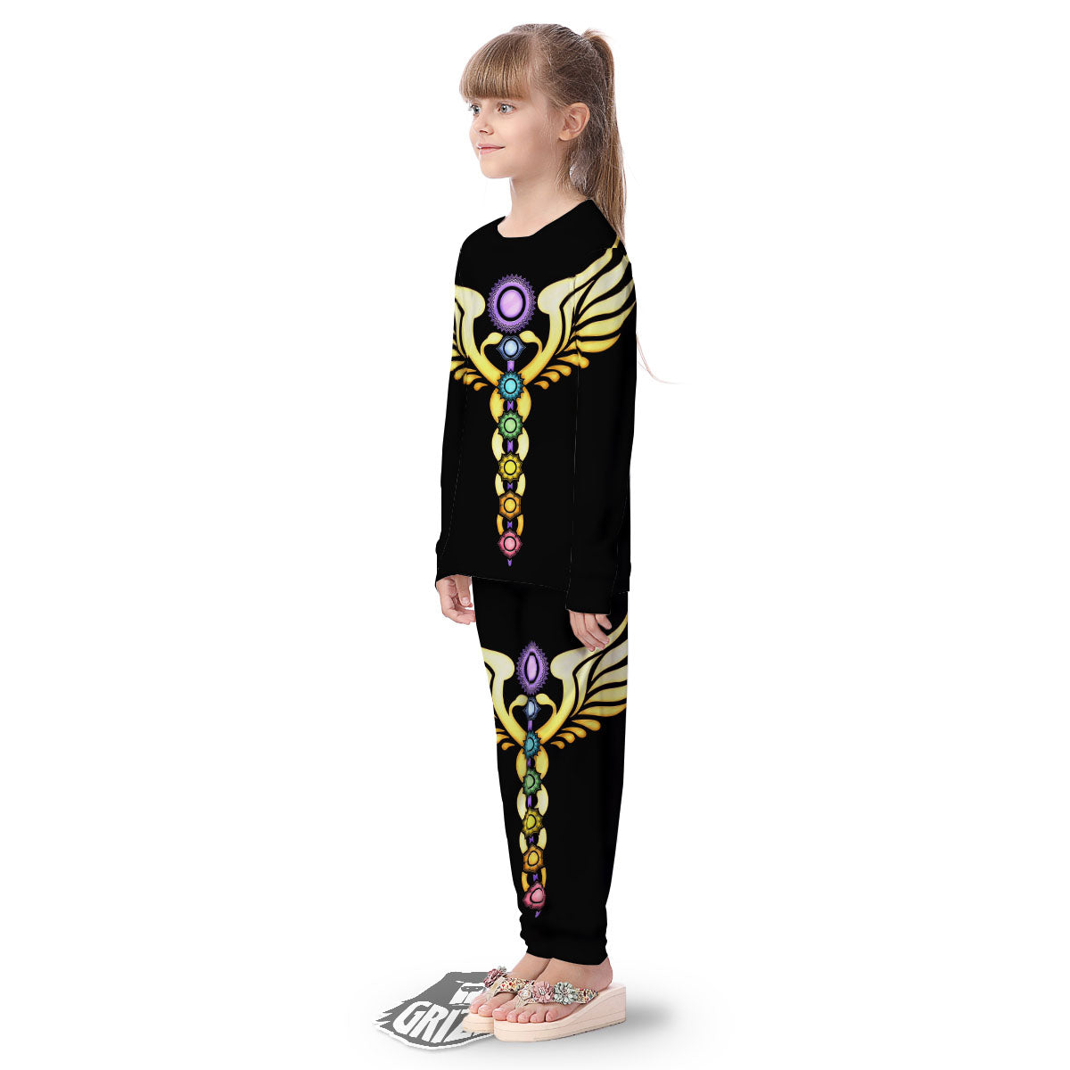 Caduceus 7 Chakras Print Kid's Pajamas-grizzshop