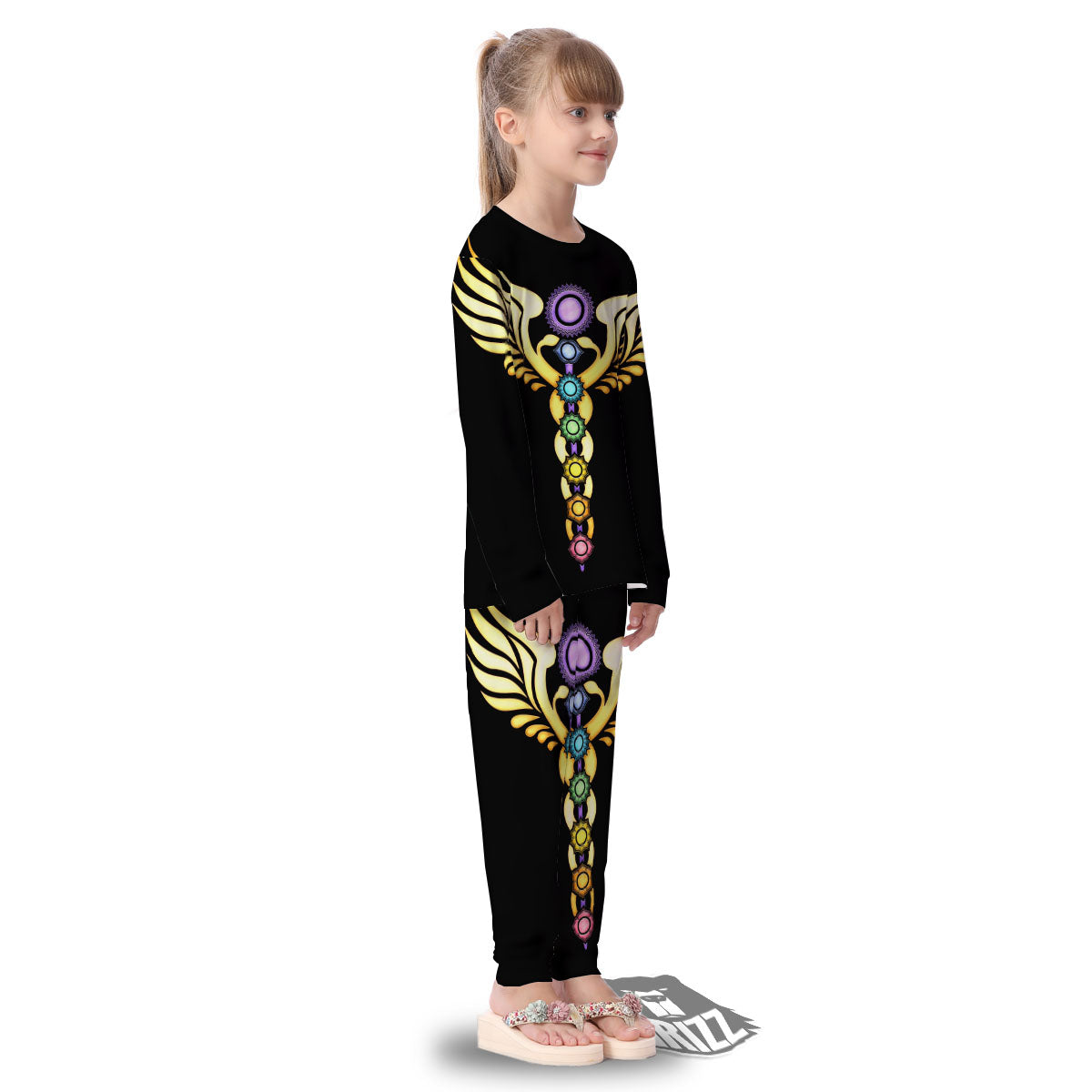 Caduceus 7 Chakras Print Kid's Pajamas-grizzshop