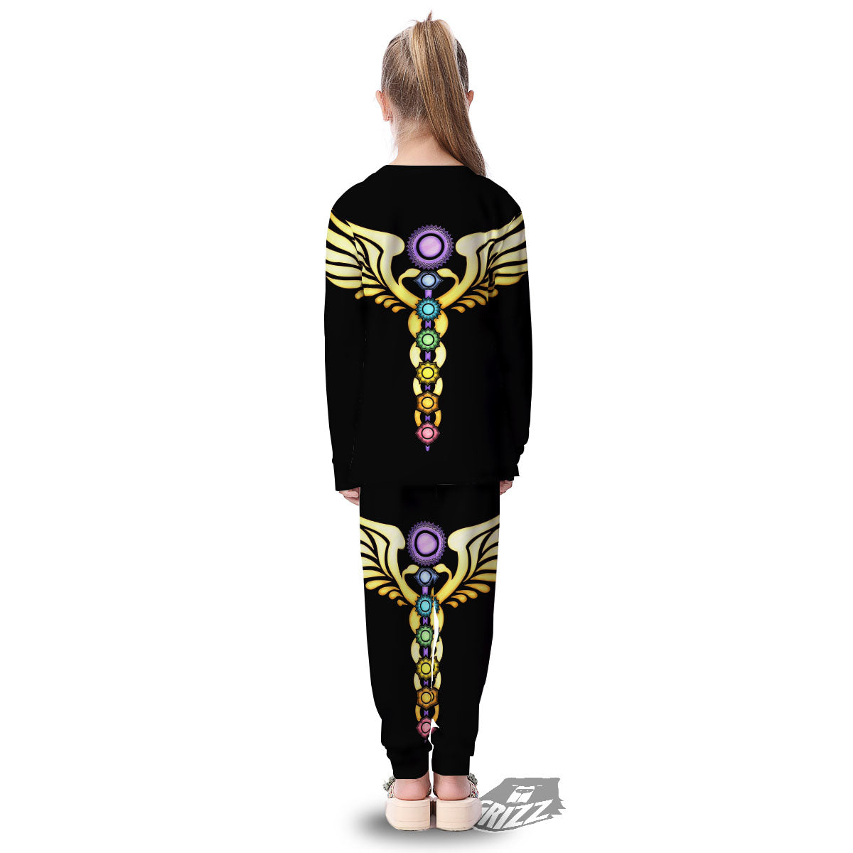 Caduceus 7 Chakras Print Kid's Pajamas-grizzshop
