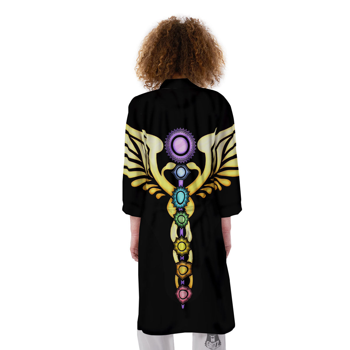 Caduceus 7 Chakras Print Kimono-grizzshop