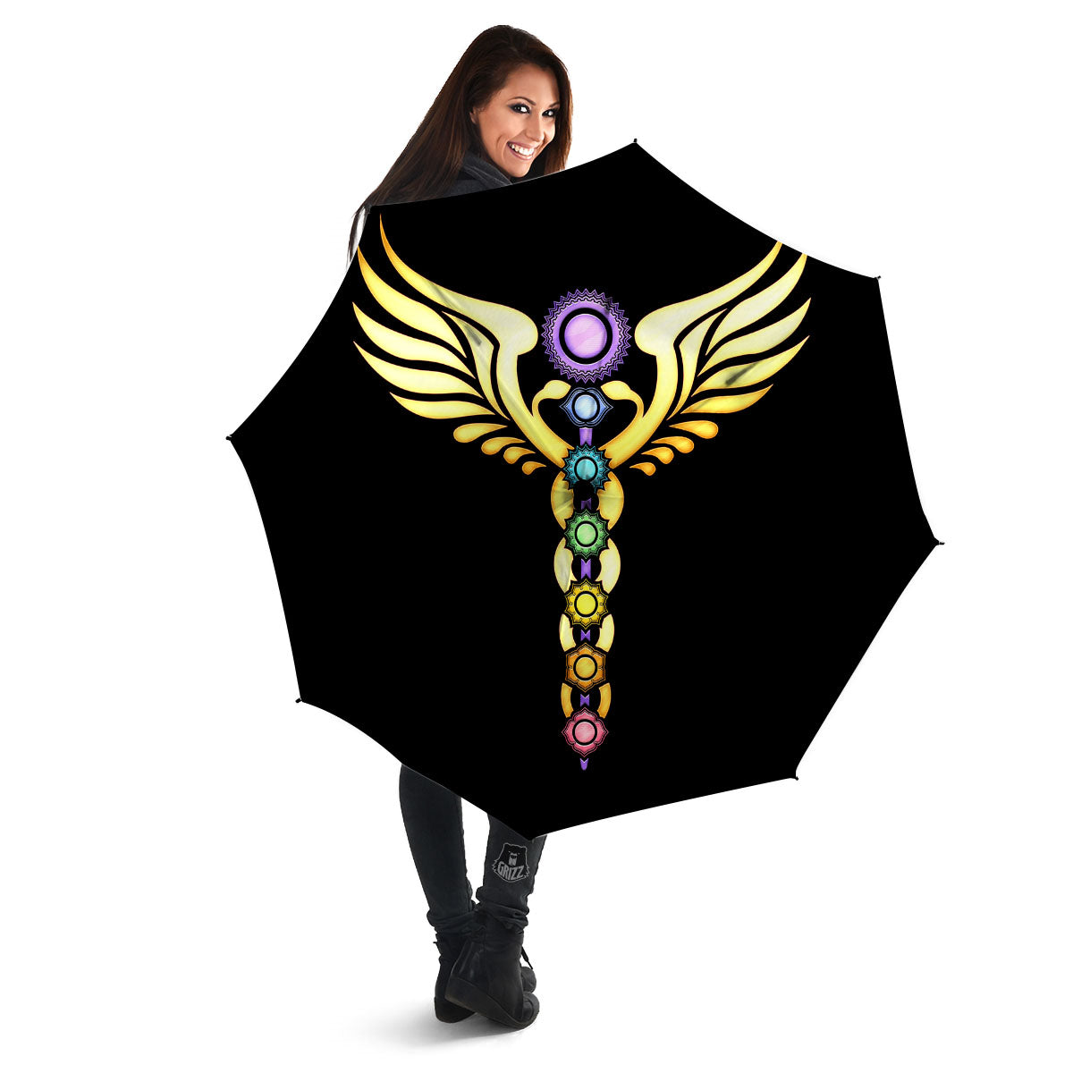 Caduceus 7 Chakras Print Umbrella-grizzshop