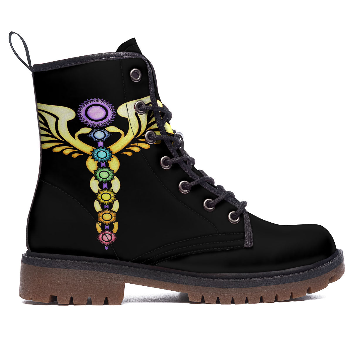 Caduceus 7 Chakras Print Work Boots-grizzshop