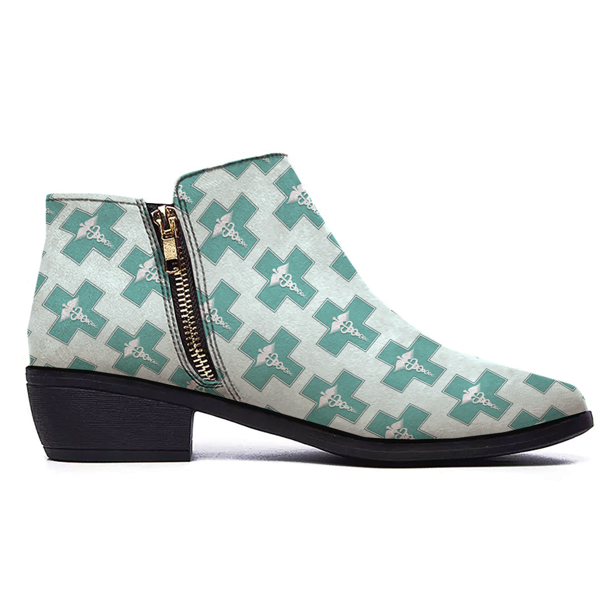Caduceus Print Pattern Ankle Boots-grizzshop