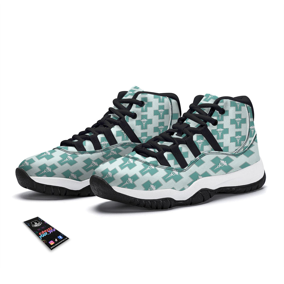Caduceus Print Pattern Black Bball Shoes-grizzshop
