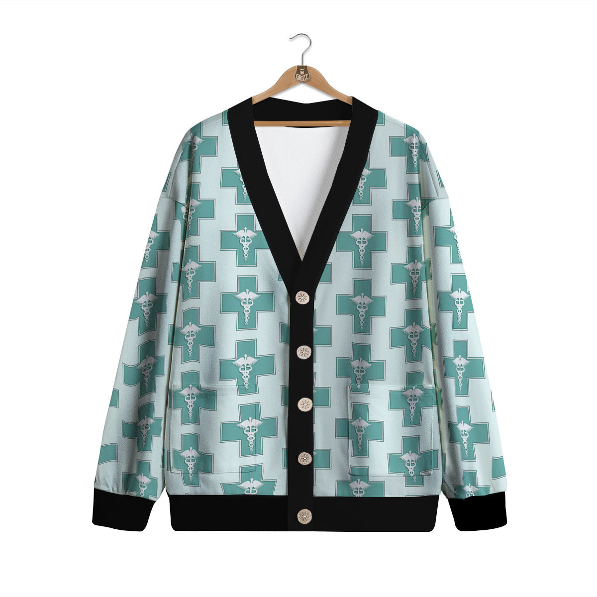 Caduceus Print Pattern Cardigan-grizzshop