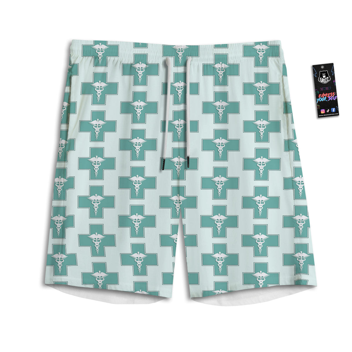 Caduceus Print Pattern Men's Athletic Shorts-grizzshop