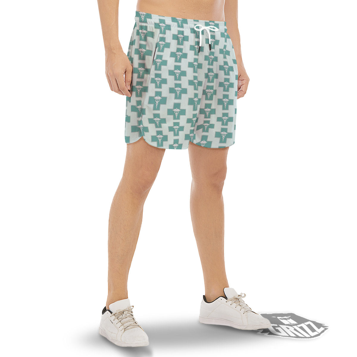 Caduceus Print Pattern Men's Gym Shorts-grizzshop