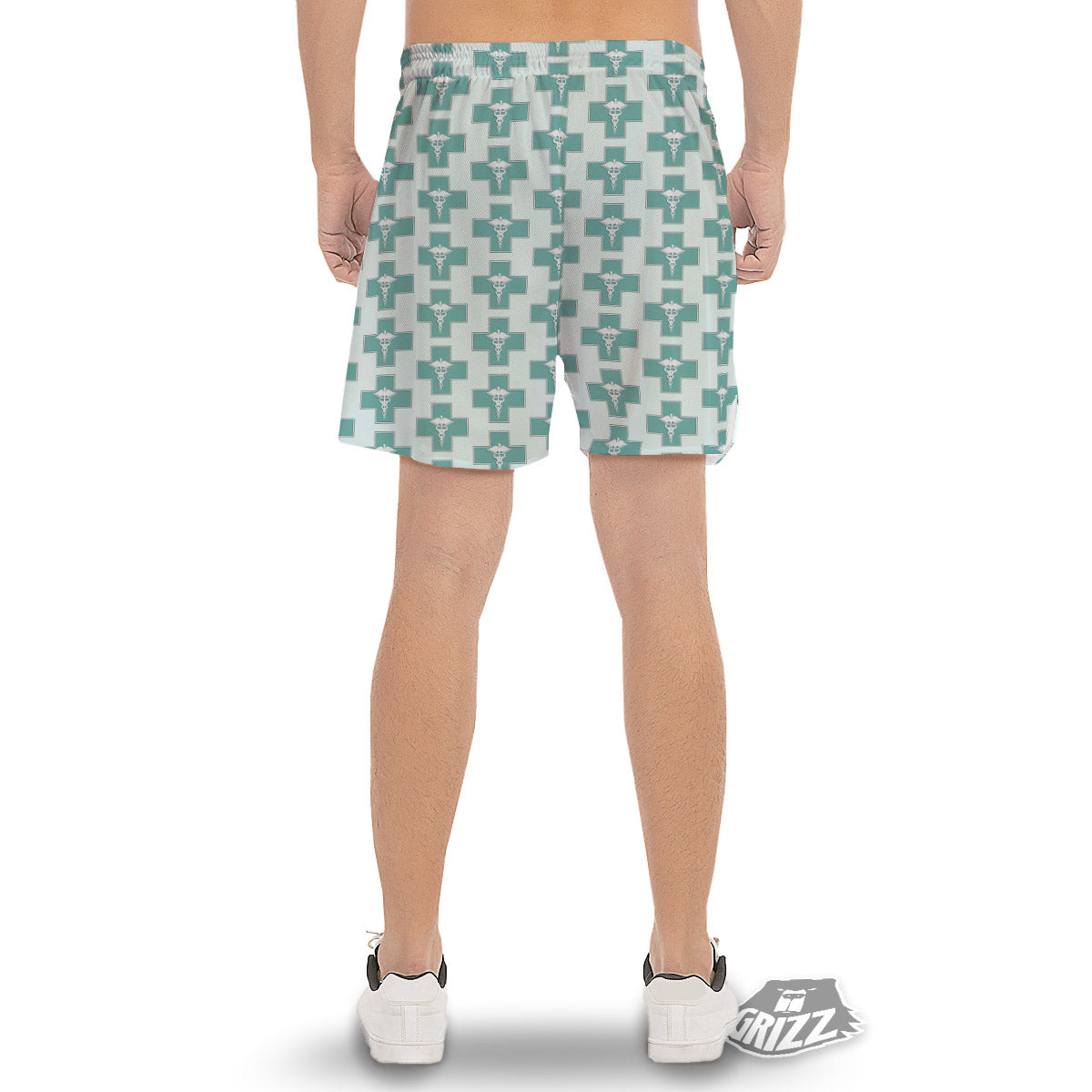 Caduceus Print Pattern Men's Gym Shorts-grizzshop