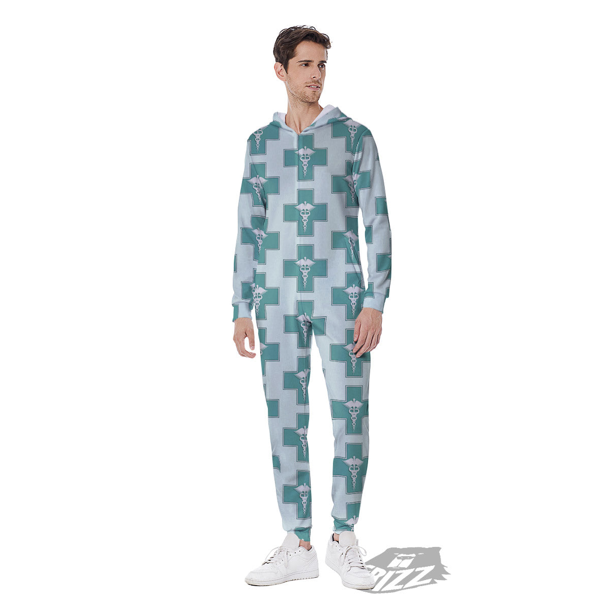 Caduceus Print Pattern Men's Jumpsuit-grizzshop