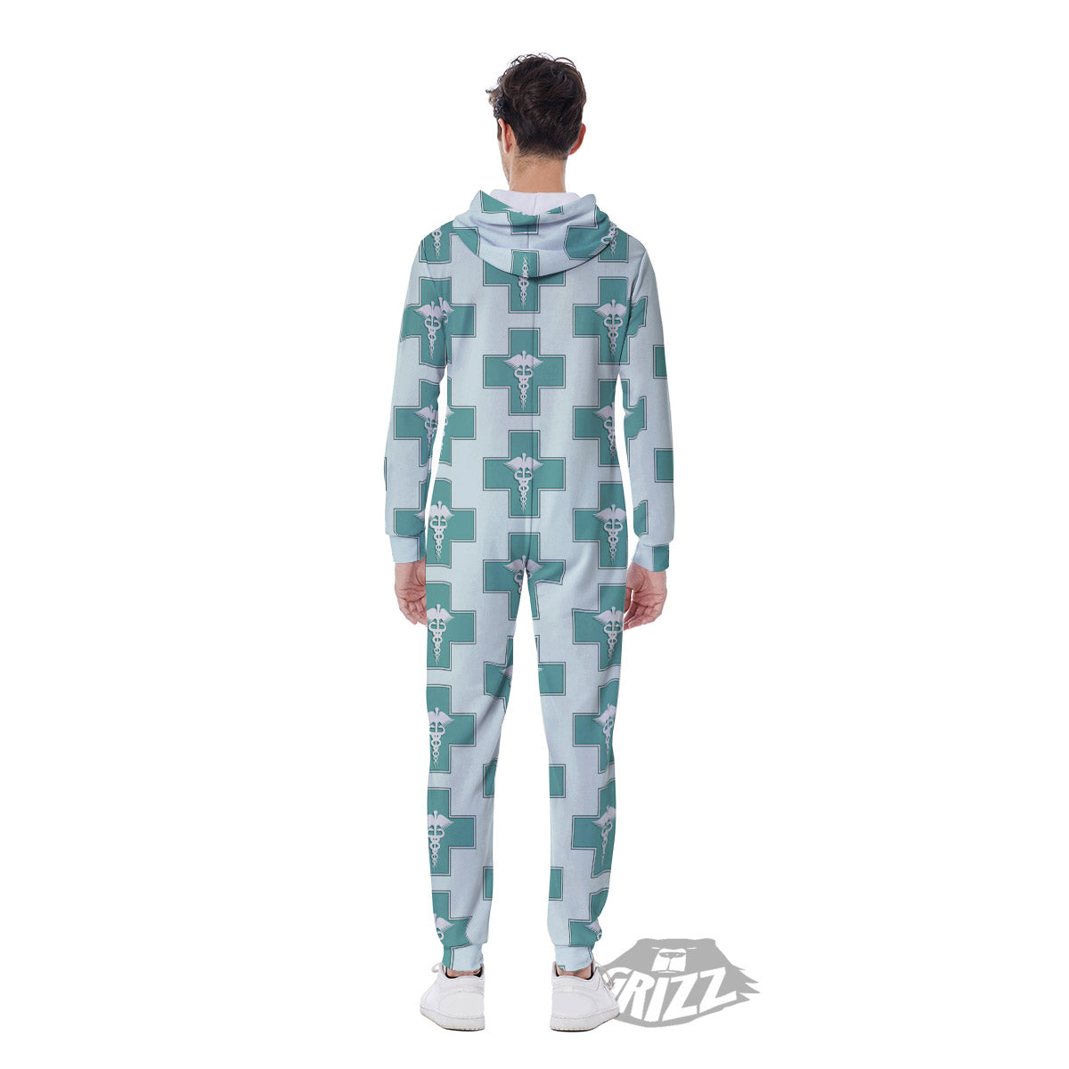 Caduceus Print Pattern Men's Jumpsuit-grizzshop