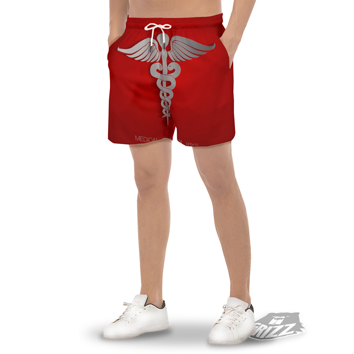 Caduceus Symbol Of Medicine Print Men's Gym Shorts-grizzshop