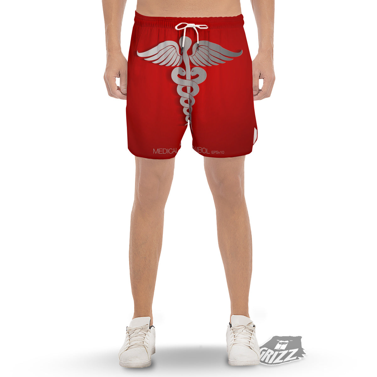 Caduceus Symbol Of Medicine Print Men's Gym Shorts-grizzshop