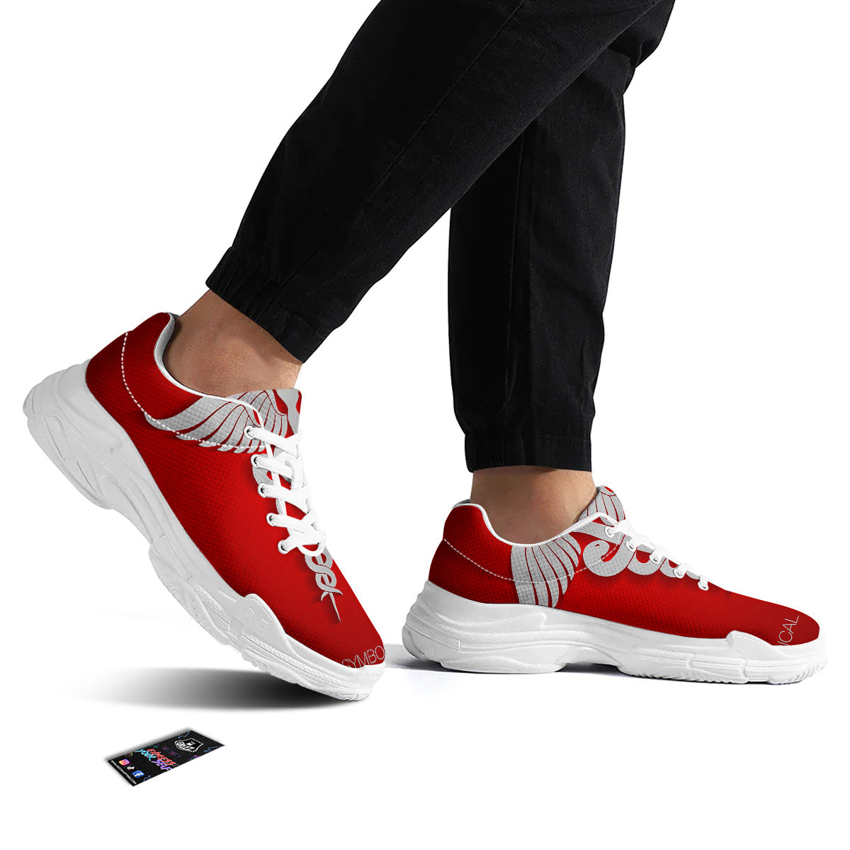 Caduceus Symbol Of Medicine Print White Chunky Shoes-grizzshop