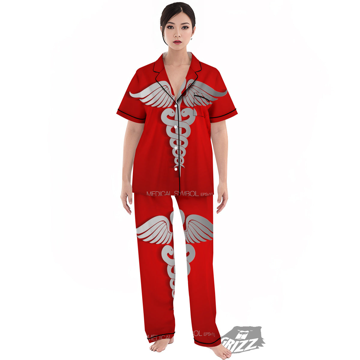 Caduceus Symbol Of Medicine Print Women's Pajamas Set-grizzshop