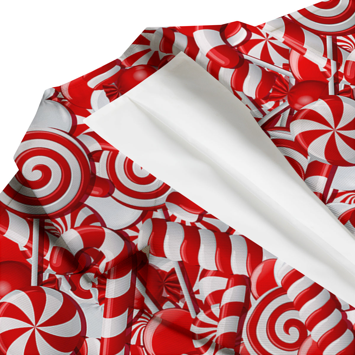 Cady Cane Print Pattern Men's Blazer-grizzshop
