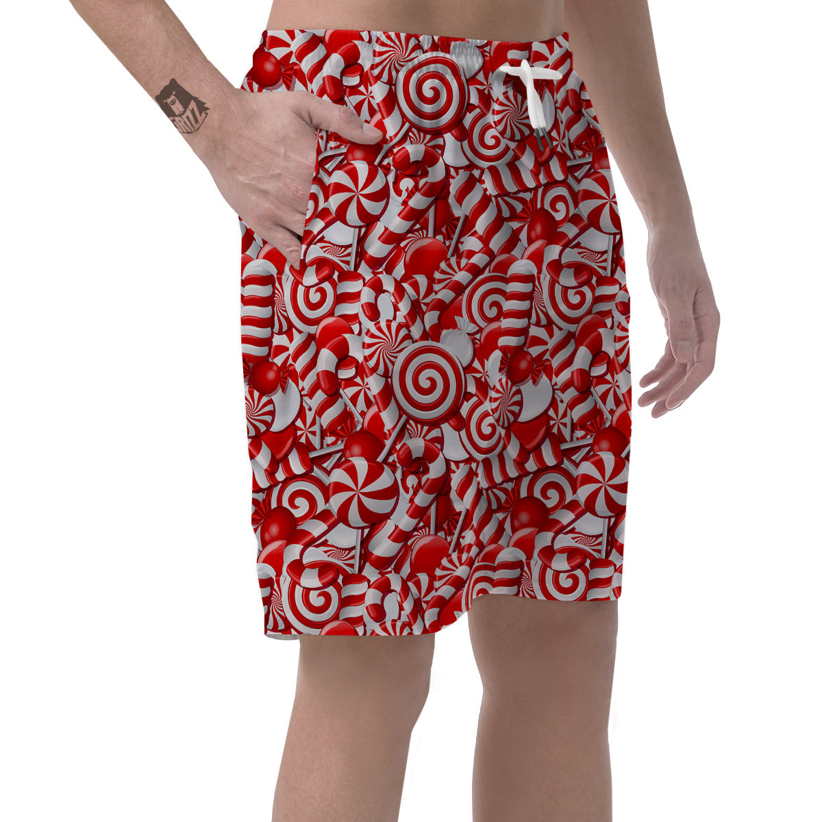 Cady Cane Print Pattern Men's Shorts-grizzshop