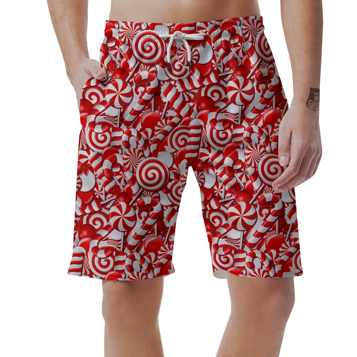 Cady Cane Print Pattern Men's Shorts-grizzshop