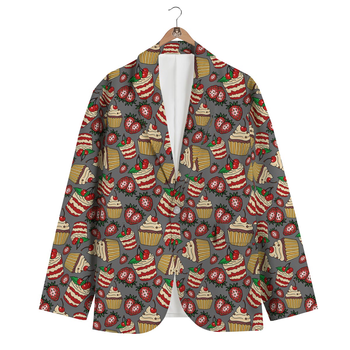 Cake Strawberry Pattern Print Men's Blazer-grizzshop