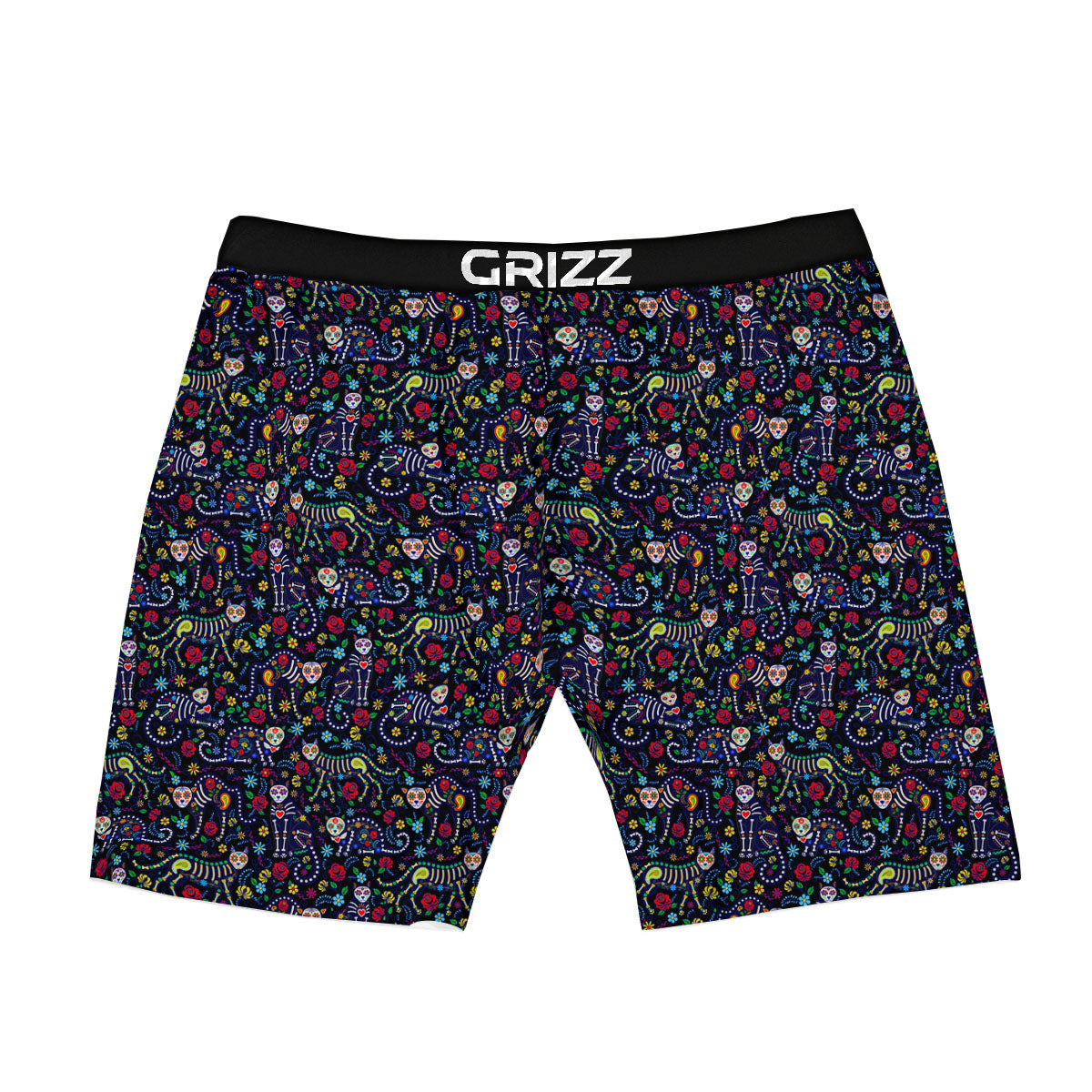Calavera Cat Day Of The Dead Print Pattern Boxer Briefs-grizzshop