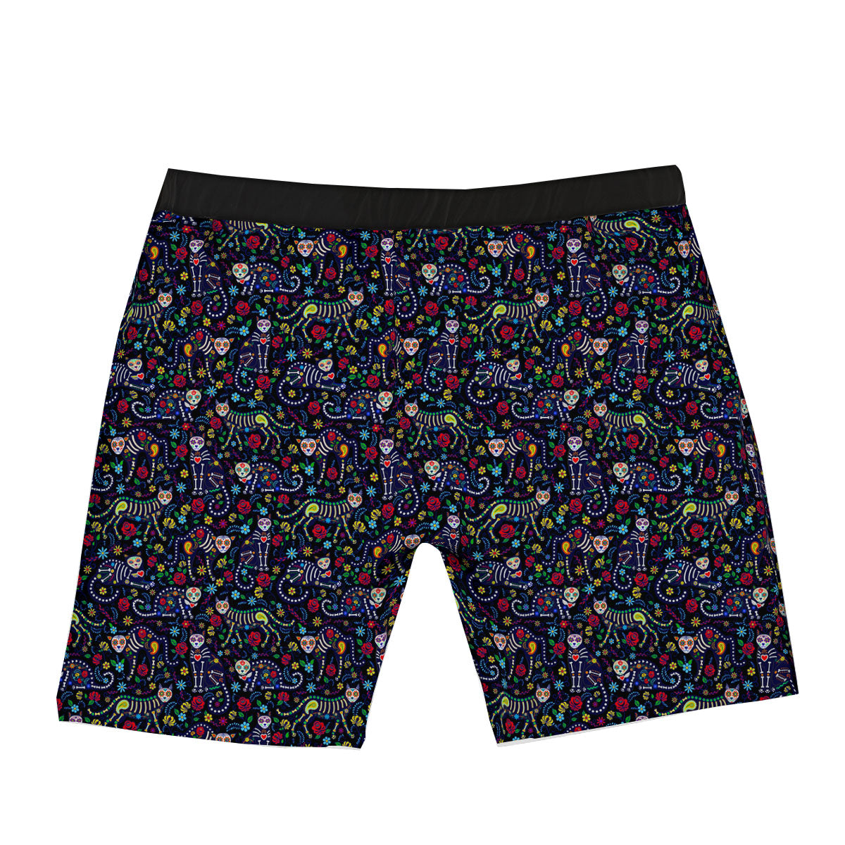 Calavera Cat Day Of The Dead Print Pattern Boxer Briefs-grizzshop