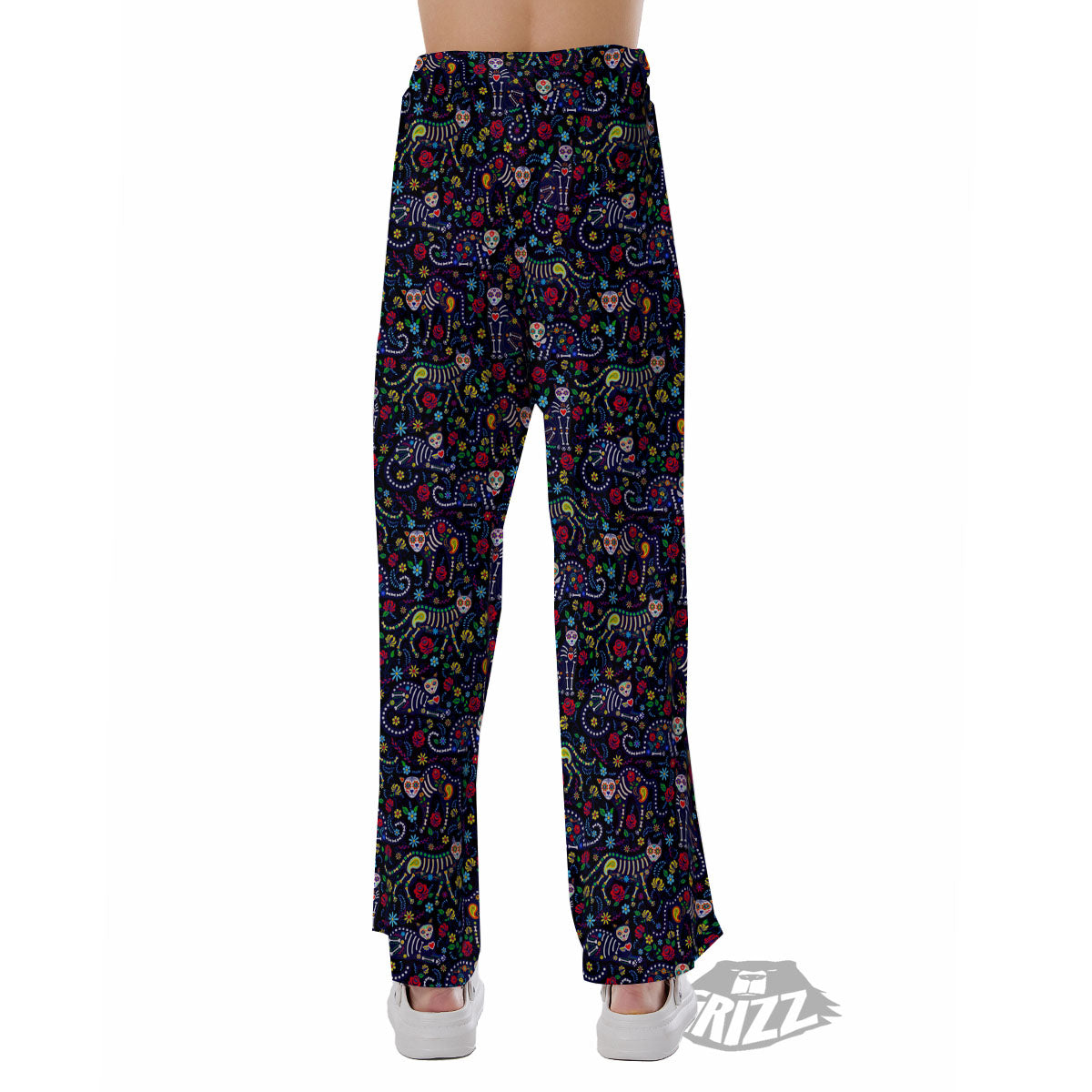 Calavera Cat Day Of The Dead Print Pattern Pajama Pants-grizzshop