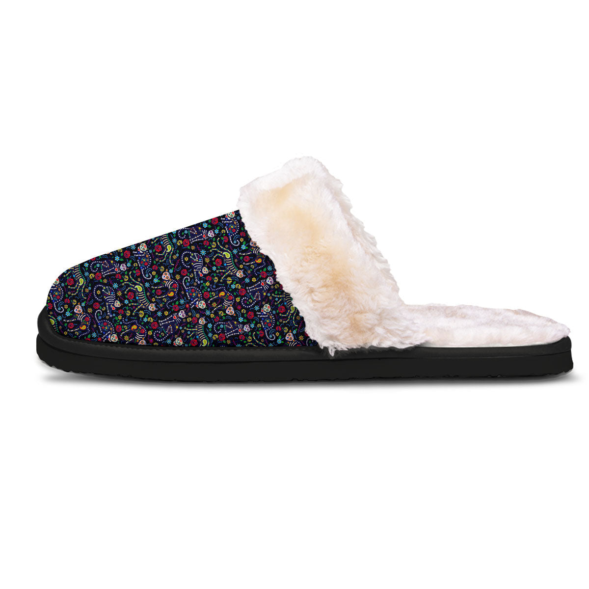 Calavera Cat Day Of The Dead Print Pattern Slippers-grizzshop