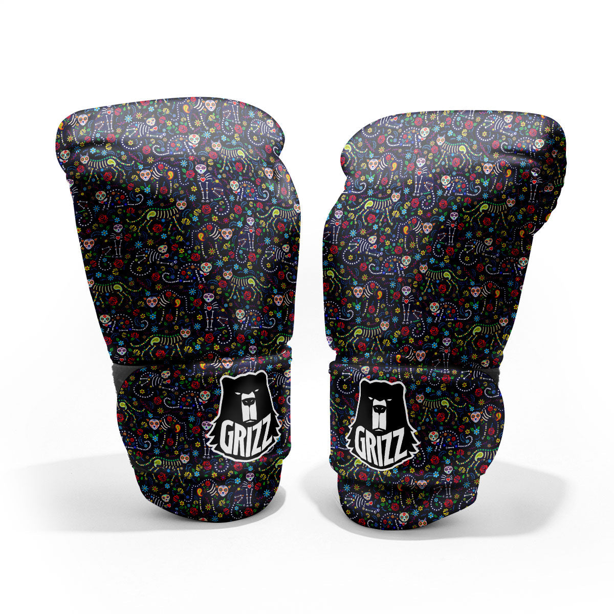 Calavera Cat Day Of The Dead Print Pattern Pro Boxing Glove