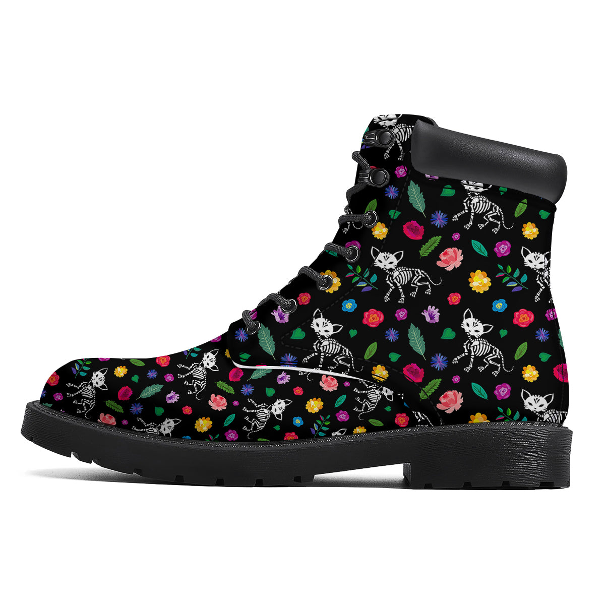 Calavera Cat Skeleton Print Pattern Boots-grizzshop