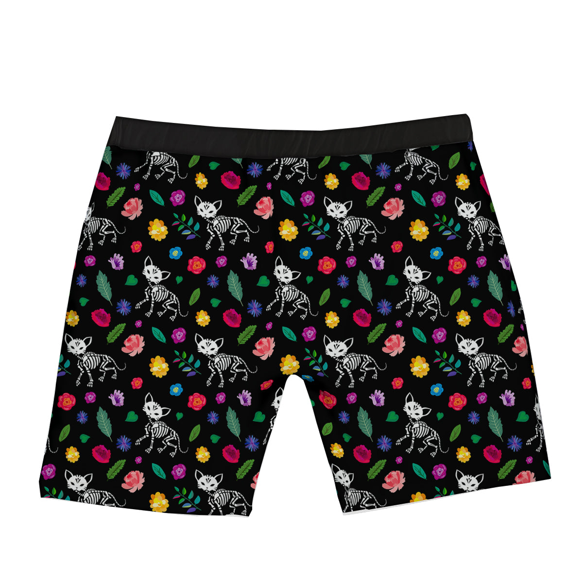Calavera Cat Skeleton Print Pattern Boxer Briefs-grizzshop