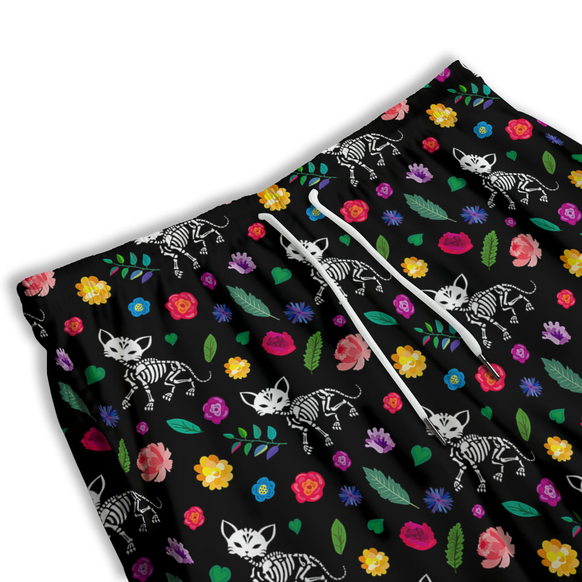 Calavera Cat Skeleton Print Pattern Men's Athletic Shorts