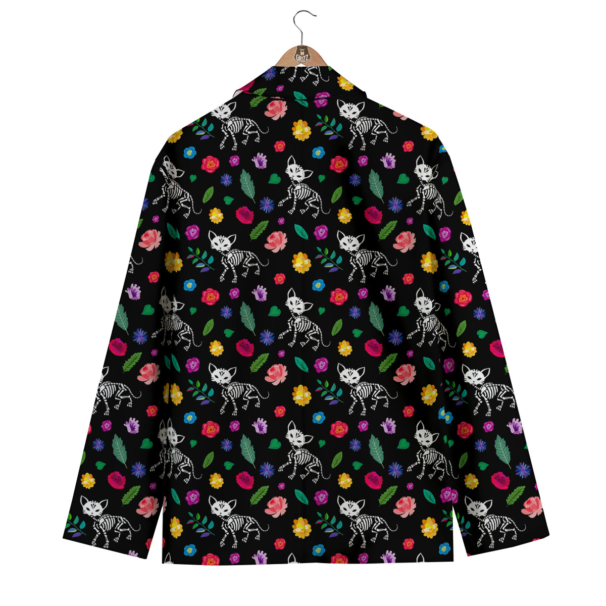 Calavera Cat Skeleton Print Pattern Men's Blazer-grizzshop