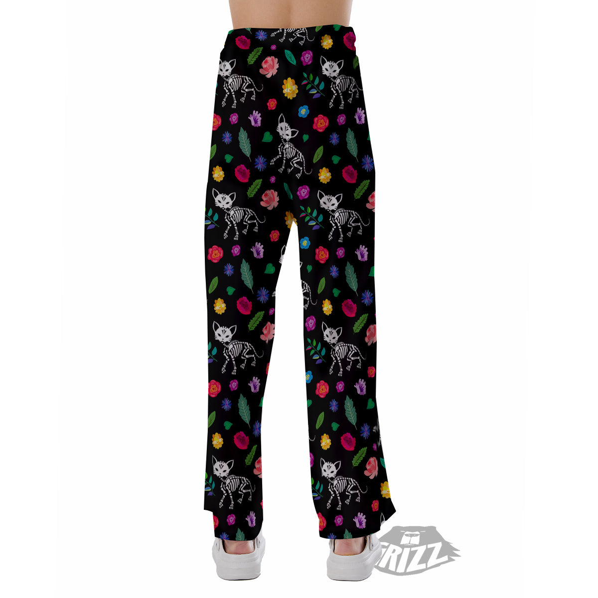 Calavera Cat Skeleton Print Pattern Pajama Pants-grizzshop