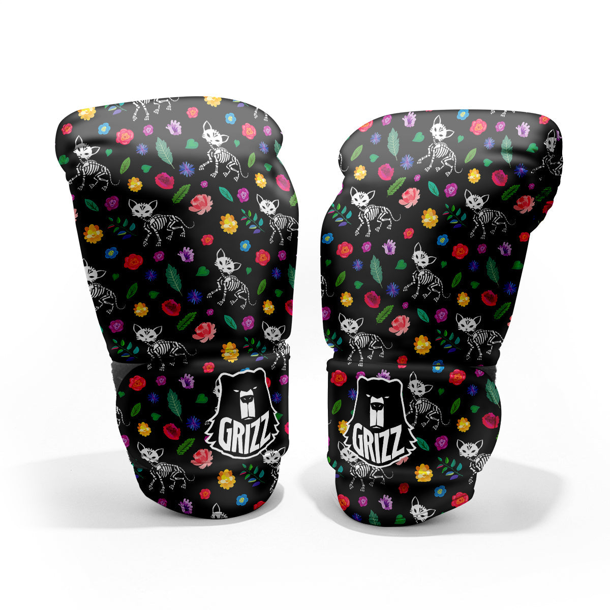 Calavera Cat Skeleton Print Pattern Pro Boxing Glove