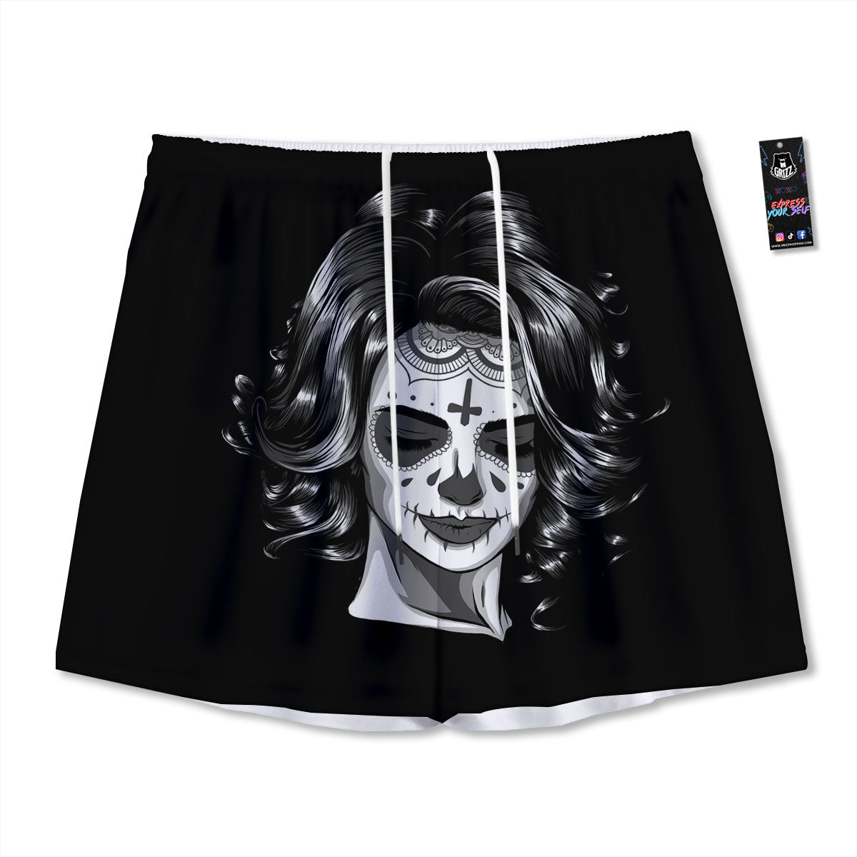 Cute Red Raccoon And Bamboo Print Pattern Mesh Shorts