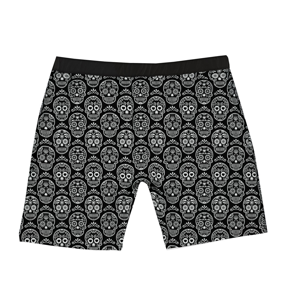 Calavera Skull White And Black Print Boxer Briefs-grizzshop
