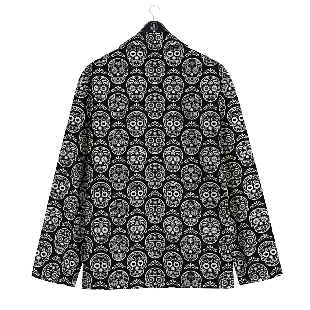Calavera Skull White And Black Print Men's Sport Coat-grizzshop