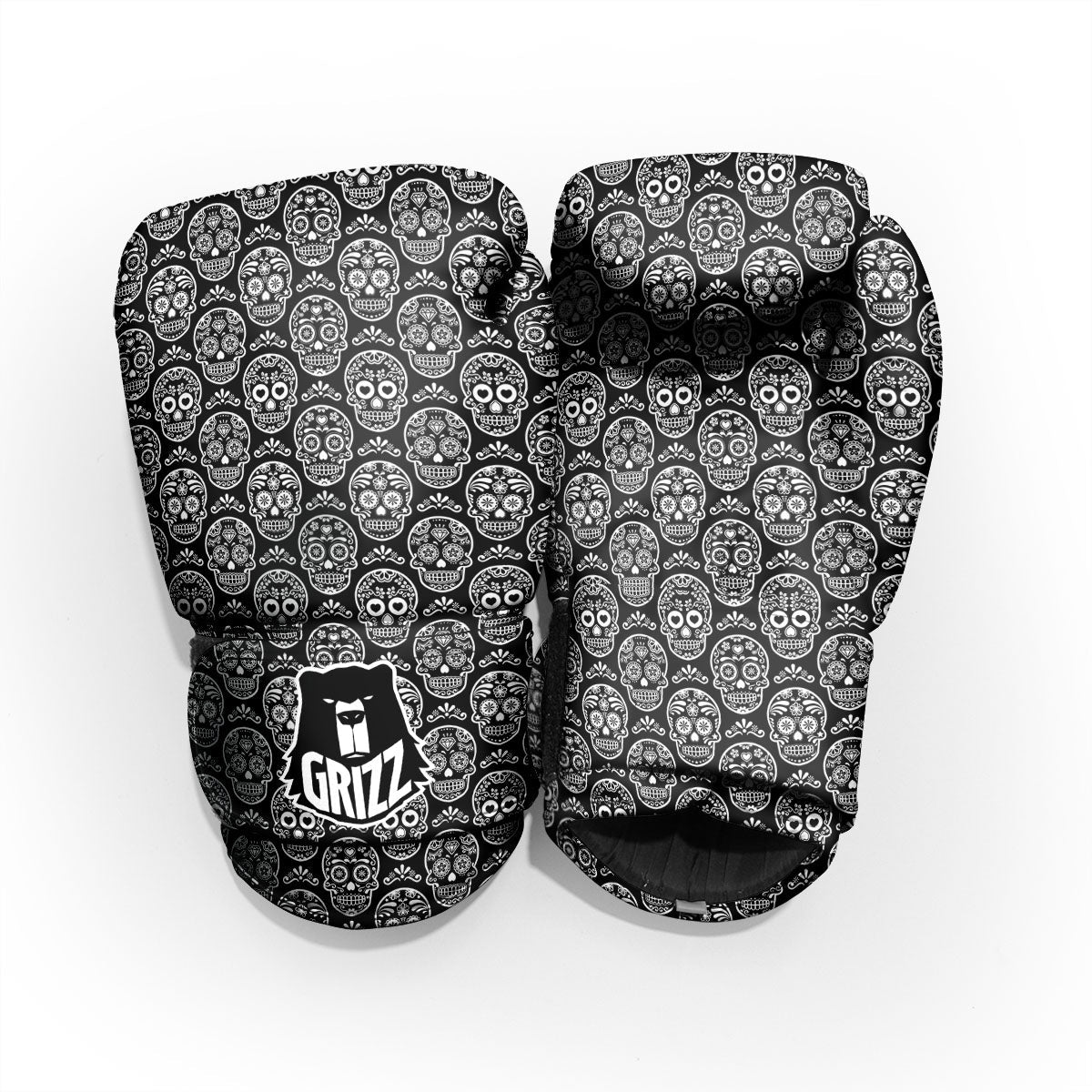 Calavera Skull White And Black Print Pro Boxing Glove