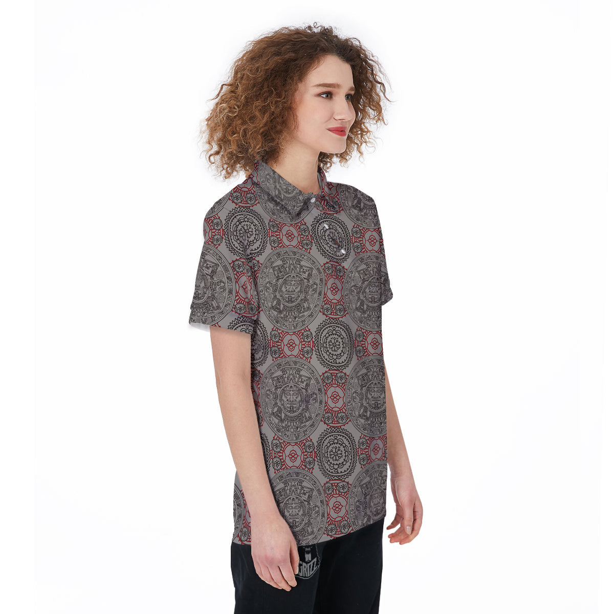 Calendar Aztec Doodle Print Pattern Women's Golf Shirts-grizzshop
