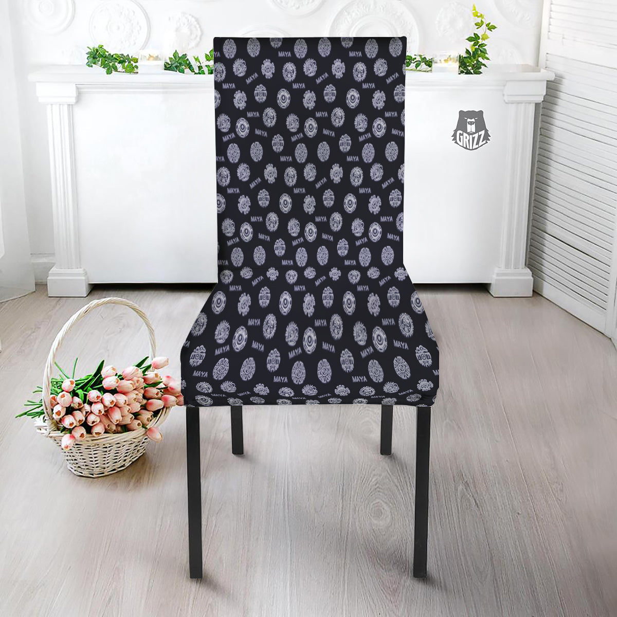 Calendar Aztec Maya Exotic Print Pattern Dining Chair Slipcover-grizzshop