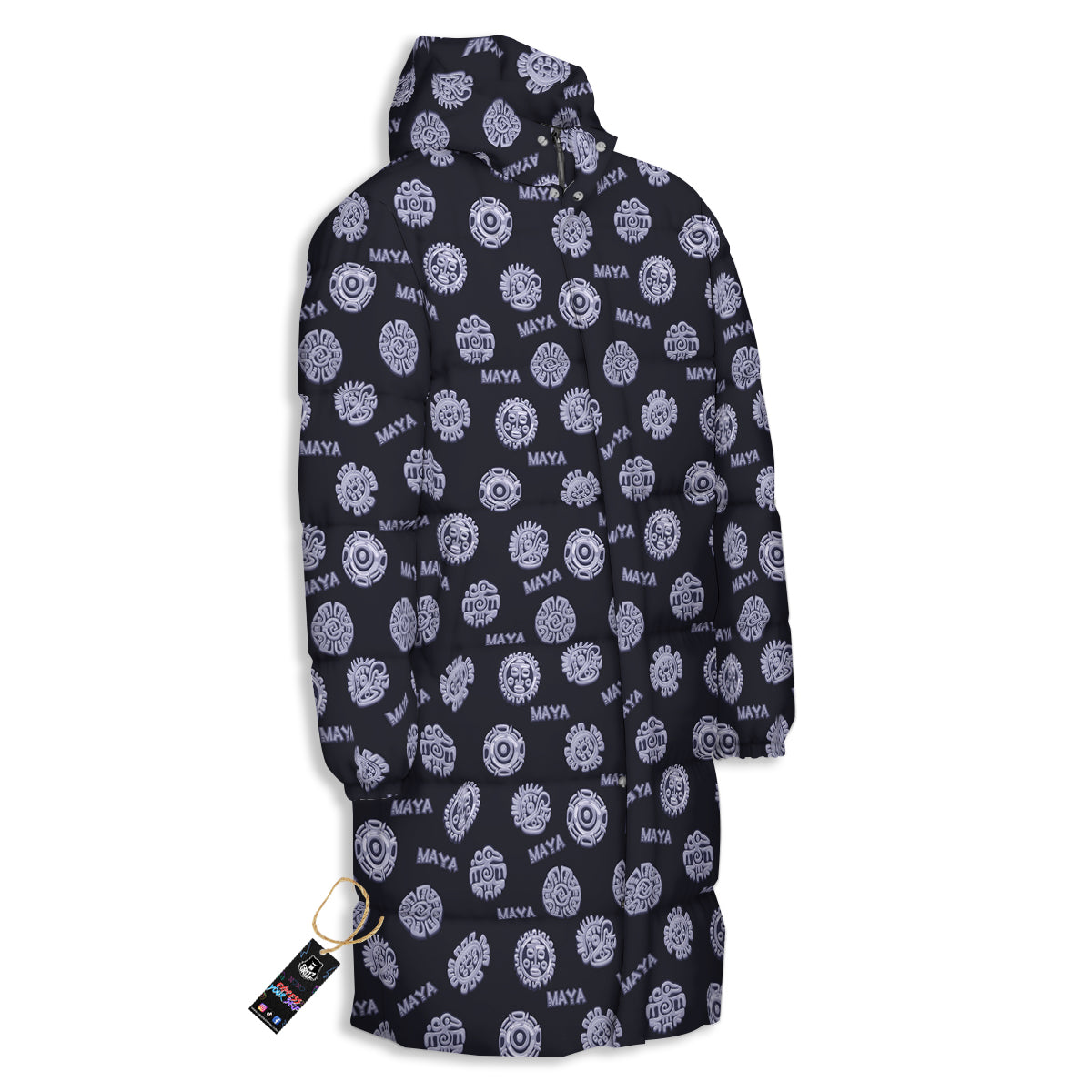 Calendar Aztec Maya Exotic Print Pattern Long Down Jacket-grizzshop
