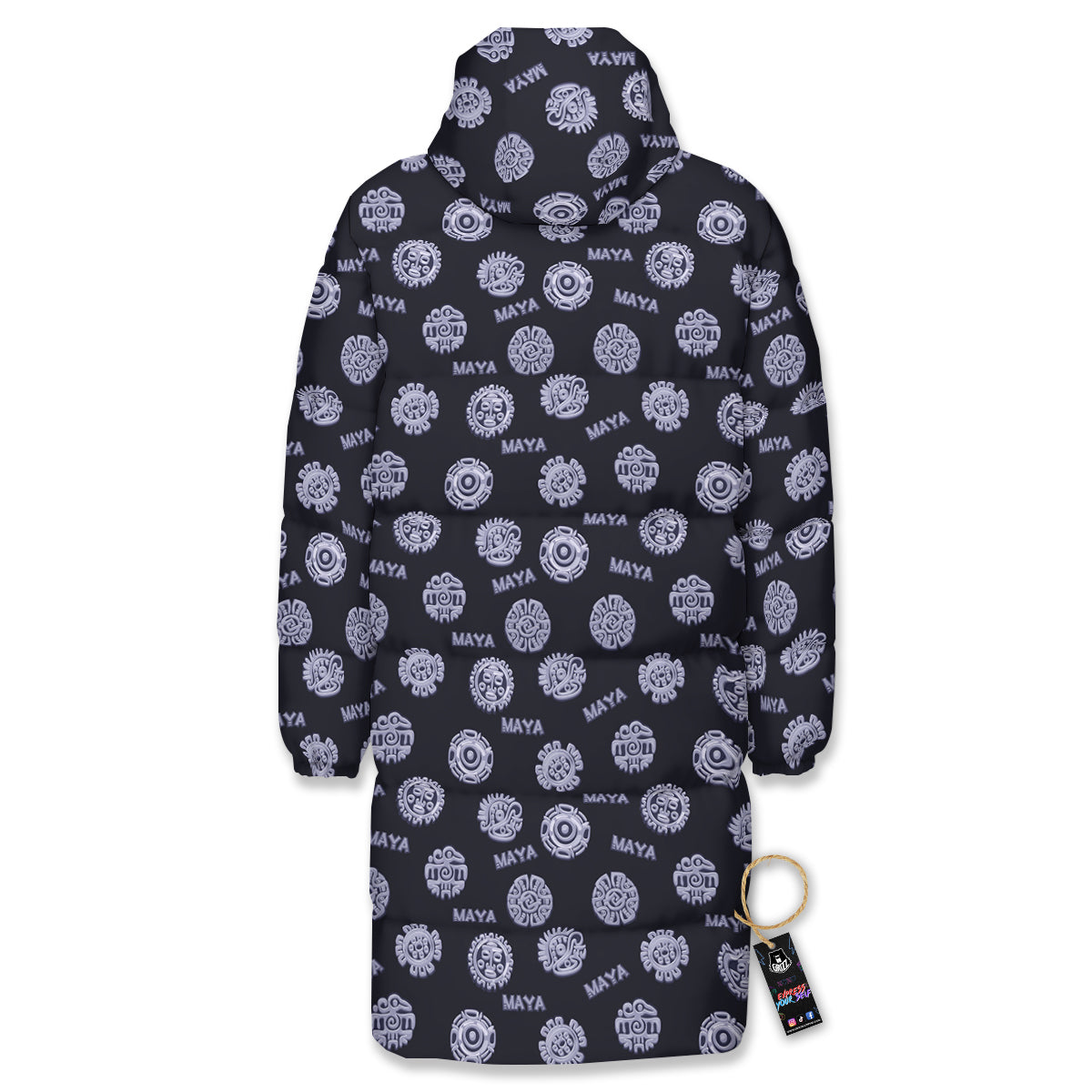 Calendar Aztec Maya Exotic Print Pattern Long Down Jacket-grizzshop