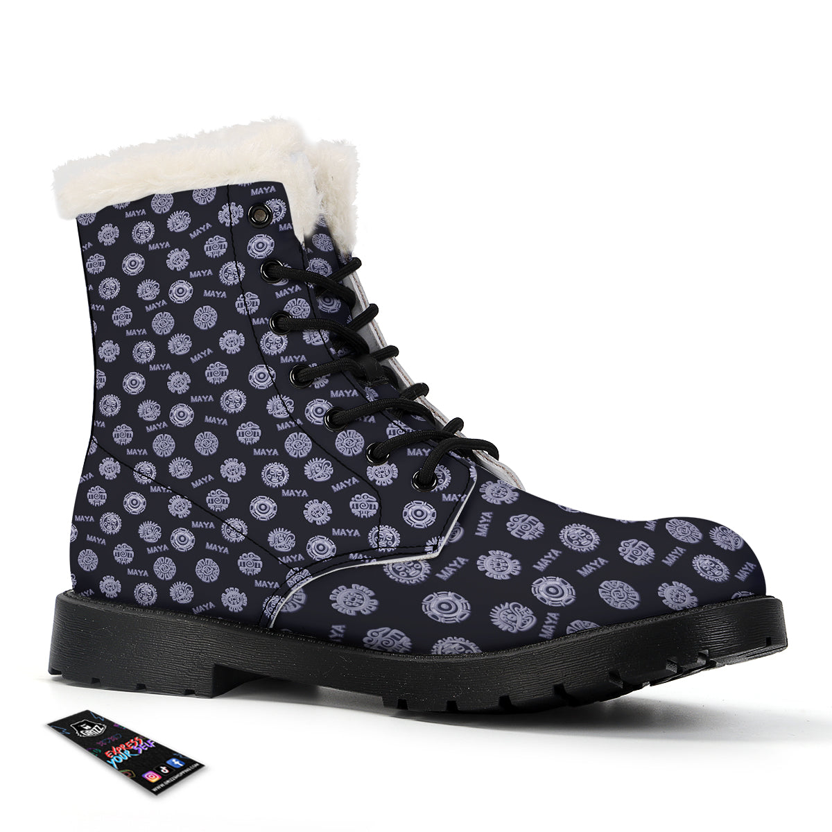 Calendar Aztec Maya Exotic Print Pattern Winter Boots-grizzshop