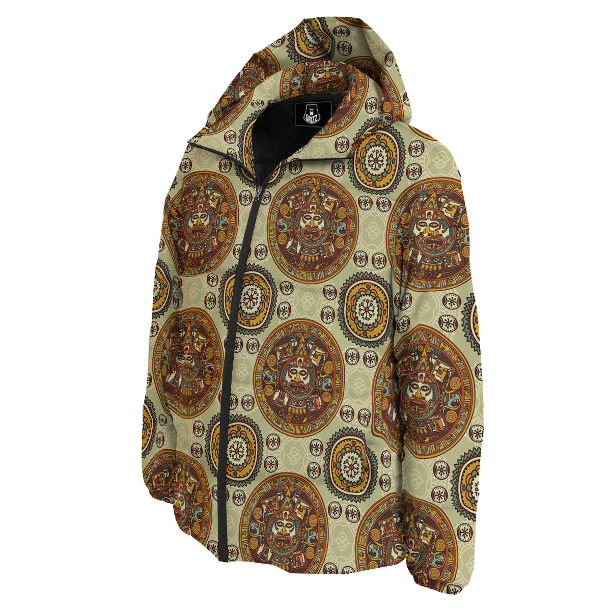 Calendar Aztec Vintage Print Pattern Down Jacket-grizzshop