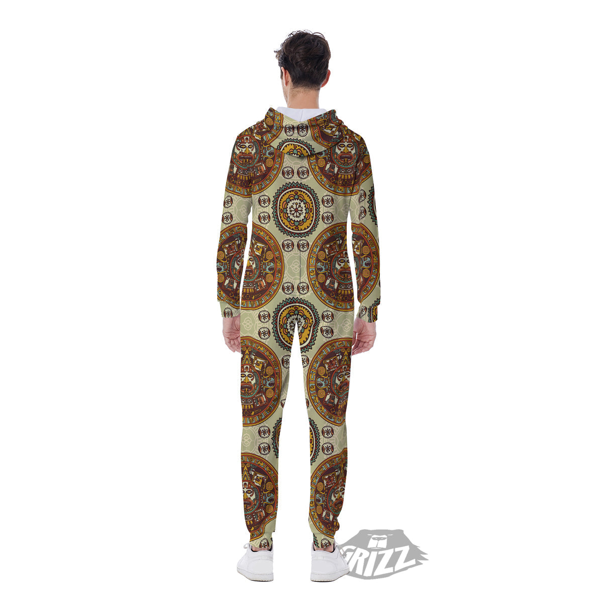 Calendar Aztec Vintage Print Pattern Men's Jumpsuit-grizzshop